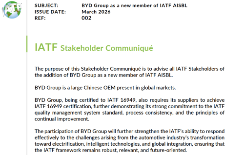 BYD, Geely, BYD Becomes Second Chinese Carmaker to Join IATF After Geely