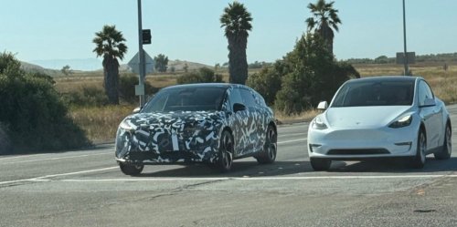 Lucid's more affordable Cosmos midsize SUV spotted testing next to Tesla Model Y