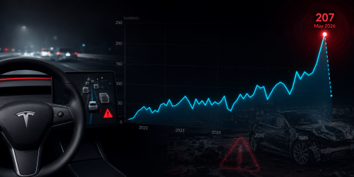 Tesla Autopilot and FSD crashes hit record 207 in a single month