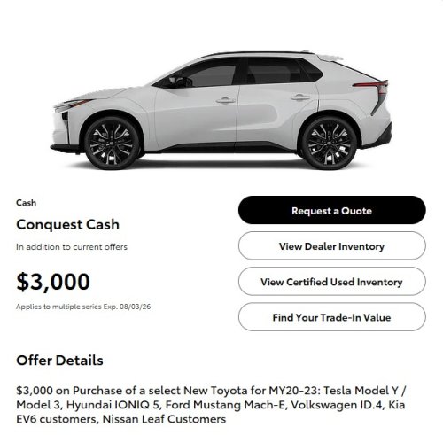 Toyota, SUV, Toyota offers $3,000 to trade in your old EV for its new electric SUV