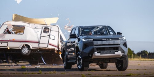 Toyota dropped a 1,675 lb caravan on its EV truck, and it drove off unfazed