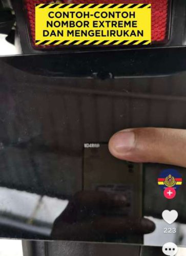 ‘Germ’-sized number plates becoming a trend among young motorcyclists, can be fined up to RM10k – JPJ