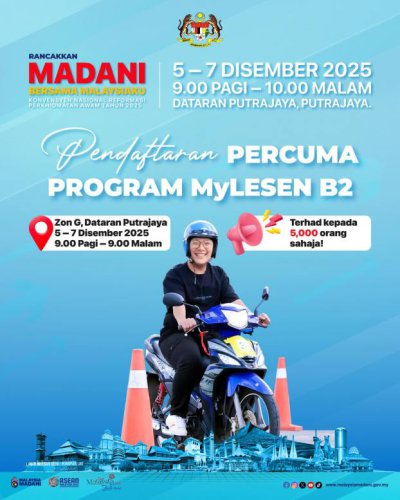 Free helmets, MyLesen B2 reg, JPJ saman discount booth at Rancakkan Madani event – Dec 5-7, Putrajaya