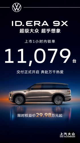 Volkswagen, SAIC Volkswagen ID. ERA 9X Officially Launched: Limited-Time Price Starts from 299,800 Yuan, First to Feature Momenta R7 Reinforcement Learning World Model
