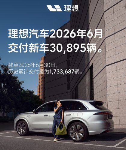Li Auto Delivered 30,895 New Vehicles in June 2026