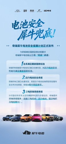Chery pledges new-car replacement for thermal runaway, lifetime warranty on EV powertrain