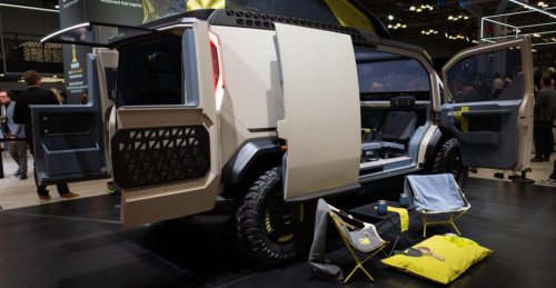 Kia, Kia’s Radical EV Camper Van Can Make Power From Wind, Water — and It Has a Rooftop Tent