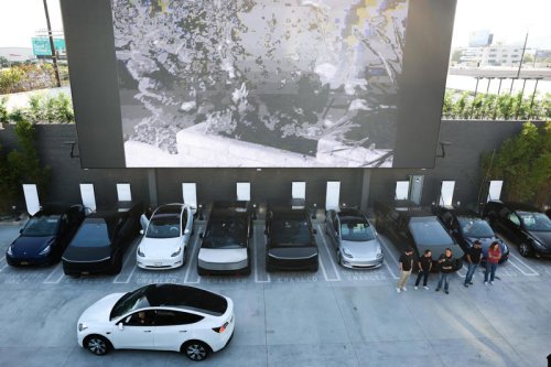 Tesla, Elon Musk, Photos show the Tesla Diner's grand opening in Hollywood, which Elon Musk has been teasing for years