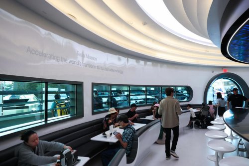 Tesla, Elon Musk, Photos show the Tesla Diner's grand opening in Hollywood, which Elon Musk has been teasing for years