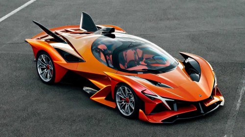 This supercar's exotic V12 engine has snakes for exhaust