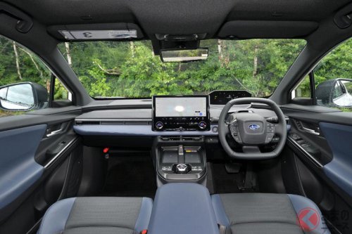 スバル「新型SUV」公開！ 斬新デザインに「光る六連星エンブレム」＆“SUBARU”ロゴ採用！ 「出力1.5倍」に大幅パワーアップの“四駆モデル”も！ 大幅進化の「新型ソルテラ 日本仕様」とは？