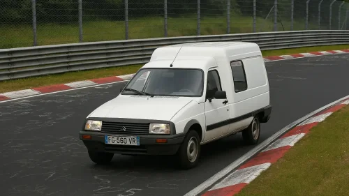 Un español hace la machada del siglo con su Citroën C15. Recorre 1.265 km para meter su furgoneta en Nürburgring, el peligroso infierno verde
