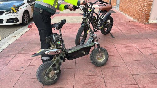 El patinete artesanal –con motor de gasolina– que ha sorprendido a la Guardia Civil de La Rioja y cuya utilización es delito