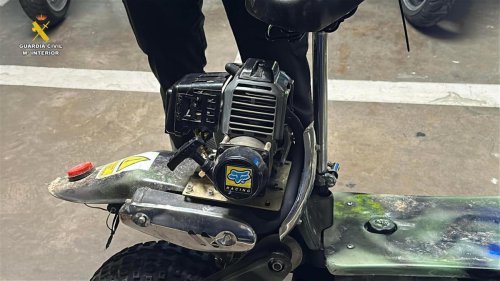 El patinete artesanal –con motor de gasolina– que ha sorprendido a la Guardia Civil de La Rioja y cuya utilización es delito