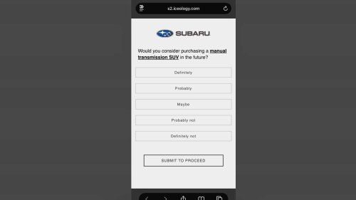 Do you still want a manual transmission? Subaru wants to know