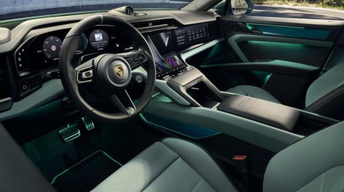 Porsche reveals mid-range 657-HP Cayenne S electric, which is nice, but wow look at the new green interior style package