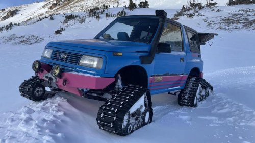 Tank track Geo Tracker will climb any mountain and look cute as heck doing it