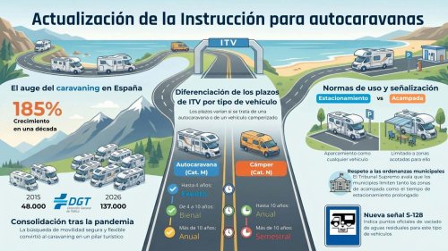Última hora: la DGT actualiza las normas de autocaravanas en España y aclara ITV, estacionamiento y nuevas señales