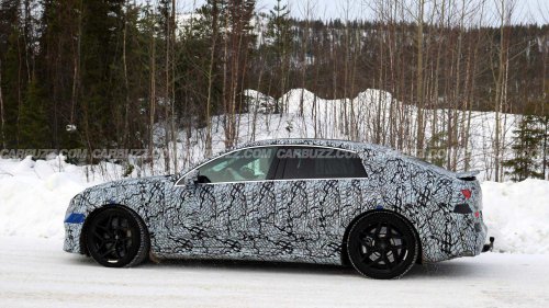 Hot Mercedes-AMG C-Class EQ spied trying to use 800 HP in the snow