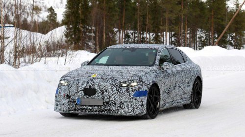 Hot Mercedes-AMG C-Class EQ spied trying to use 800 HP in the snow