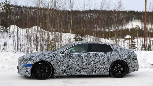 Hot Mercedes-AMG C-Class EQ spied trying to use 800 HP in the snow