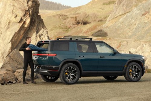 Rivian, RWD, 2027 Rivian R2 launches with 656 HP and 330-mile range for under $60K, base RWD trim coming next year for $46,495