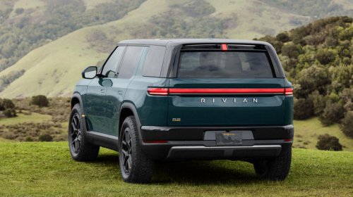 Rivian, RWD, 2027 Rivian R2 launches with 656 HP and 330-mile range for under $60K, base RWD trim coming next year for $46,495