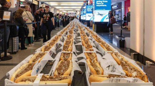 World record for the longest line (of cheesesteak sandwiches) set at Philadelphia airport