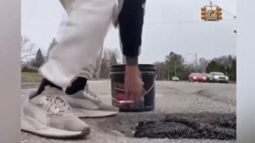 18-year-old Metro Detroit pothole filler shows the city how to do their job
