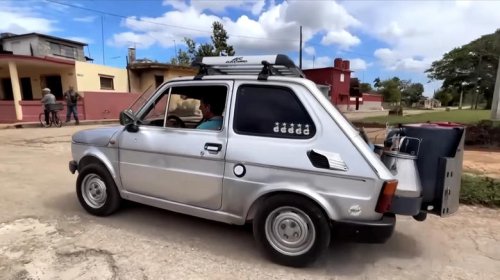 Cuban man converts Polski Fiat to run on charcoal to get around US oil blockade