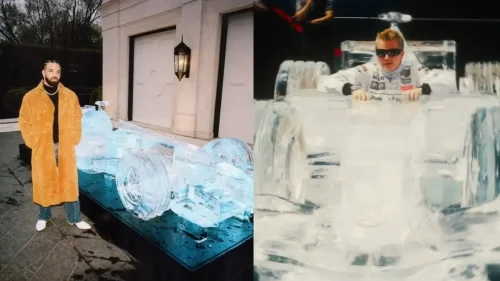 Drake recibe por su nuevo disco uno de los regalos más icónicos para un fanático de la Fórmula 1: una réplica del McLaren congelado de Kimi Räikkönen