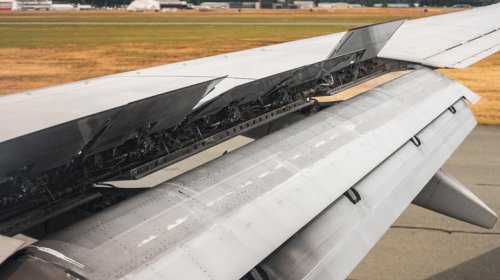 How do airplane speed brakes work and how do they differ from spoilers?
