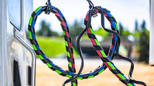 What are those spiral hoses on semi trucks for?