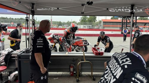 The Harley-Davidson race team invited me to be on the pit crew and I brought my bad luck with me