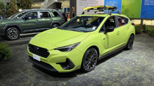 New York Auto Show, There were a lot of lime green (or yellow?) cars at the New York Auto Show