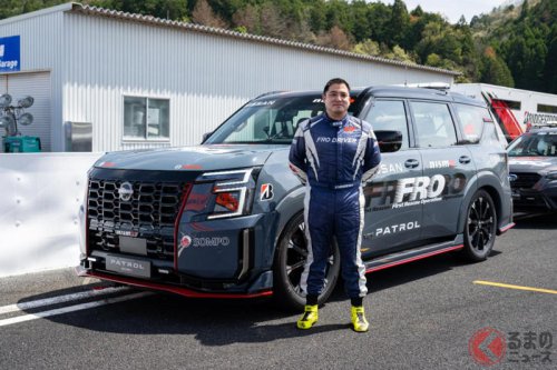 3.5L V6ツインターボで495馬力! 日産新型「超速そうな巨大SUV」公開! 標準は27年発売だけどドデカグリルの「パトロールNISMO」出る? スーパーGTに贈呈で聞いてみた