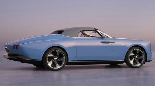 Rolls-Royce Project Nightingale is an 18.9-foot-long electric convertible with chrome freakin' tail fins
