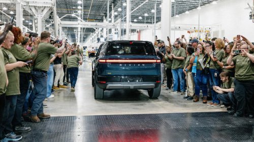Rivian, First production Rivian R2 drives off the line just days after a tornado hit the factory