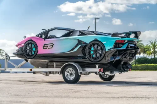 Lamborghini, Someone just paid $50,500 for a pink Lamborghini Aventador SVJ that runs a Yamaha engine and lives permanently underwater