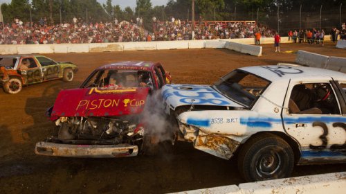 What types of cars are typically used in a demolition derby?