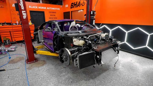 Crashed Bugatti Chiron drives again after homemade radiator fix