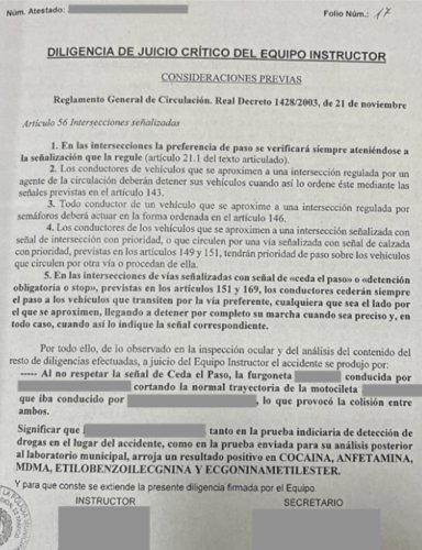 Da positivo en cocaína, se salta un ceda el paso, atropella a una persona y... no pasa nada!