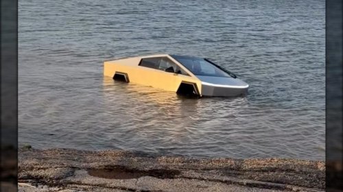 Cybertruck, Cybertruck driver tried using wade mode in a lake, ended up in jail
