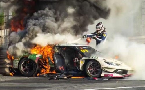 Ferrari, Watch: British driver pulled from burning Ferrari by 'hero' rival