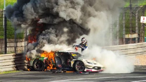 Driver abandons race to save rival from burning Ferrari