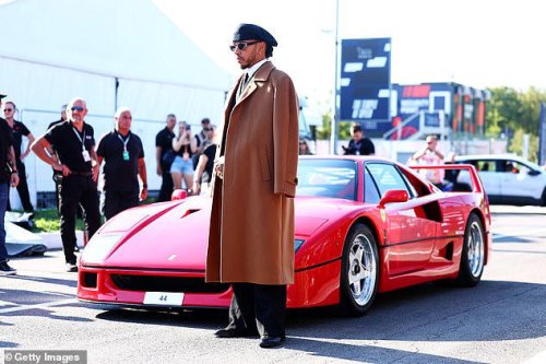 Lewis Hamilton poses with his new £3M Ferrari F40 at the Italian Grand Prix