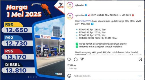 Update Harga BBM Vivo di Indonesia Per Mei 2025, Turun Semua Euy
