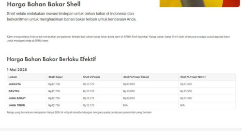 Daftar Harga BBM Shell di Indonesia Per 1 Mei 2025, Turun Lagi Nih