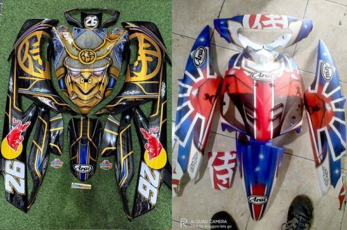 Tren Airbrush Motor Pakai Motif Helm, Berapa Ongkos Ngecatnya?