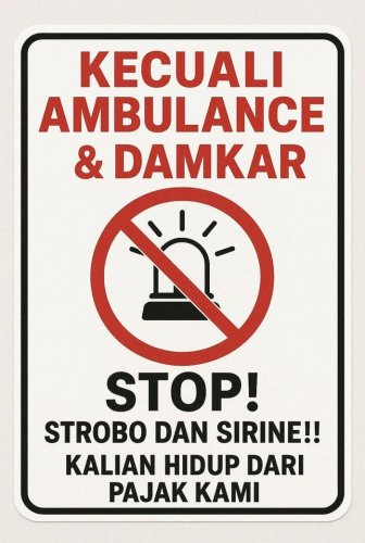 Dipasang di Mobil, Stiker Stop Sirine dan Strobo Jadi Aksi Moral